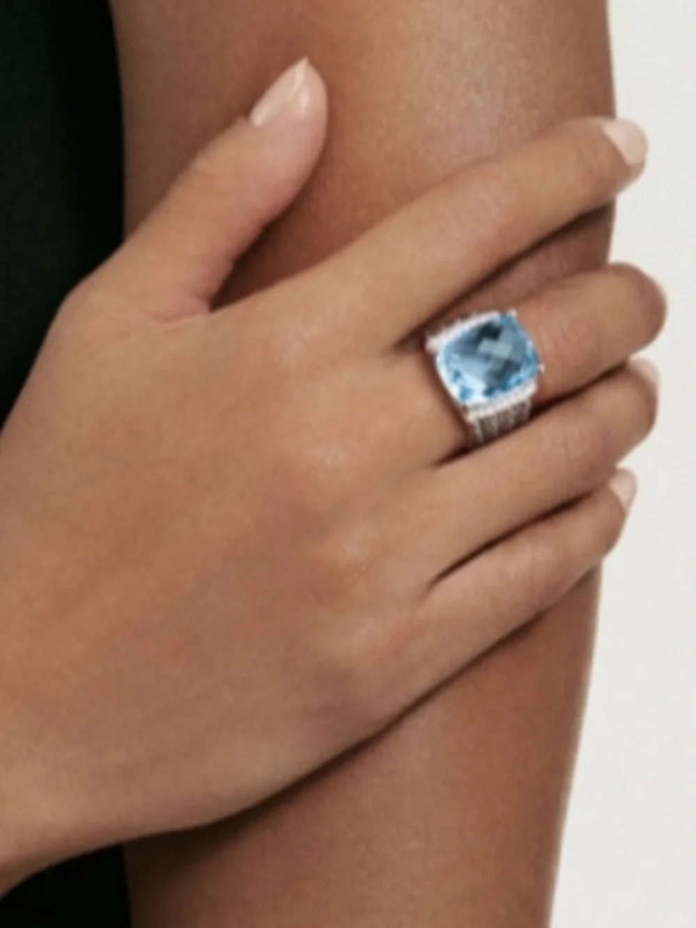 David Yurman Wheaton Ring Blue Topaz Diamond Sterling Silver Sz 10  NWT